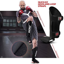 Load image into Gallery viewer, RDX Shin Guards Kickboxing Muay Thai, SATRA SMMAF Approved, Premium Maya Hide Leather, Leg Instep Protection Pads, MMA Martial Arts Kicking Sparring Training Gear, BJJ Karate Boxing Taekwondo, Black
